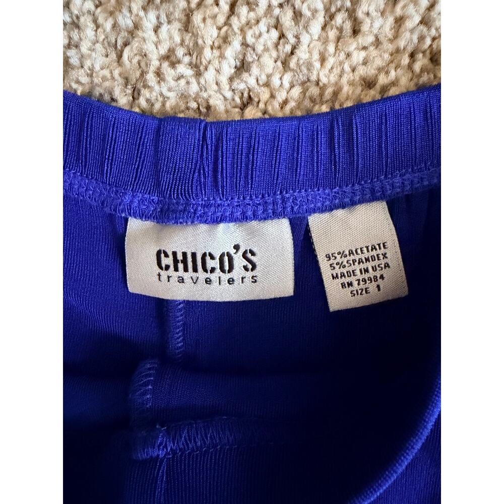Chicos Blue Travelers Pull on Soft Strechy Wide leg pants M - Picture 2 of 3